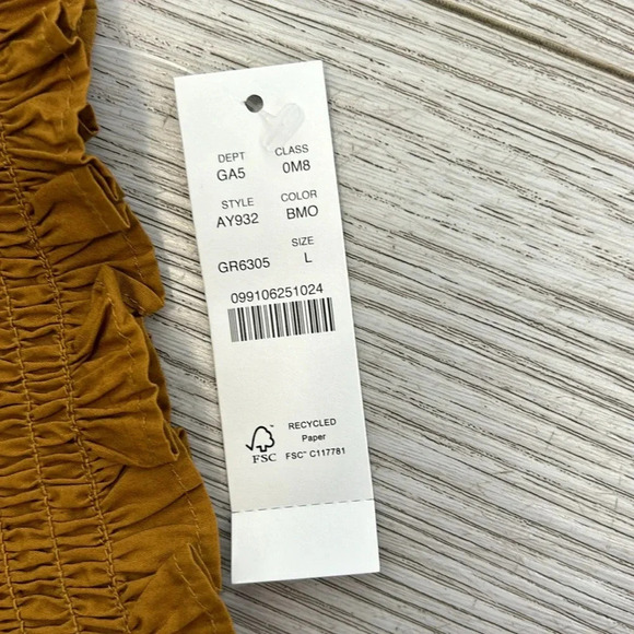 NWT J. Crew Smocked-waist cotton poplin midi skirt SZ large dark mustard color - Picture 6 of 12